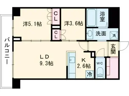ロイジェント西新井(2LDK/6階)の間取り写真