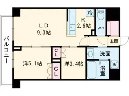ロイジェント西新井(2LDK/6階)の間取り写真