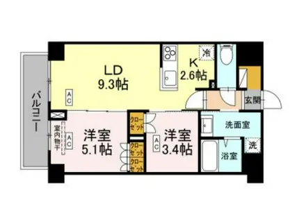 ロイジェント西新井(2LDK/6階)の間取り写真