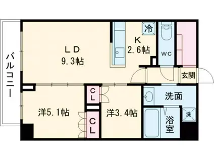 ロイジェント西新井(2LDK/6階)の間取り写真