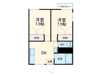 麻溝台第一ハイム(2DK/2階)の間取り写真