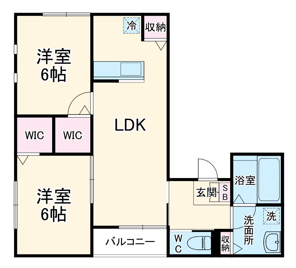 LUCE A棟(2LDK/2階)の間取り写真