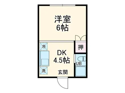 カーサミハルI(1K/2階)の間取り写真