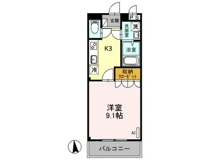 ODYSSEY(1K/2階)の間取り写真