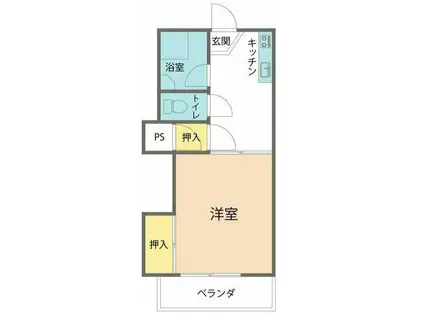 ポルシェ田無(1K/2階)の間取り写真