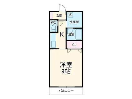 グリーンヒルズⅠ(1K/2階)の間取り写真