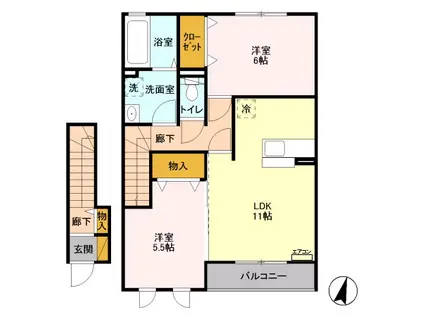 GARDENSⅡ(2LDK/2階)の間取り写真