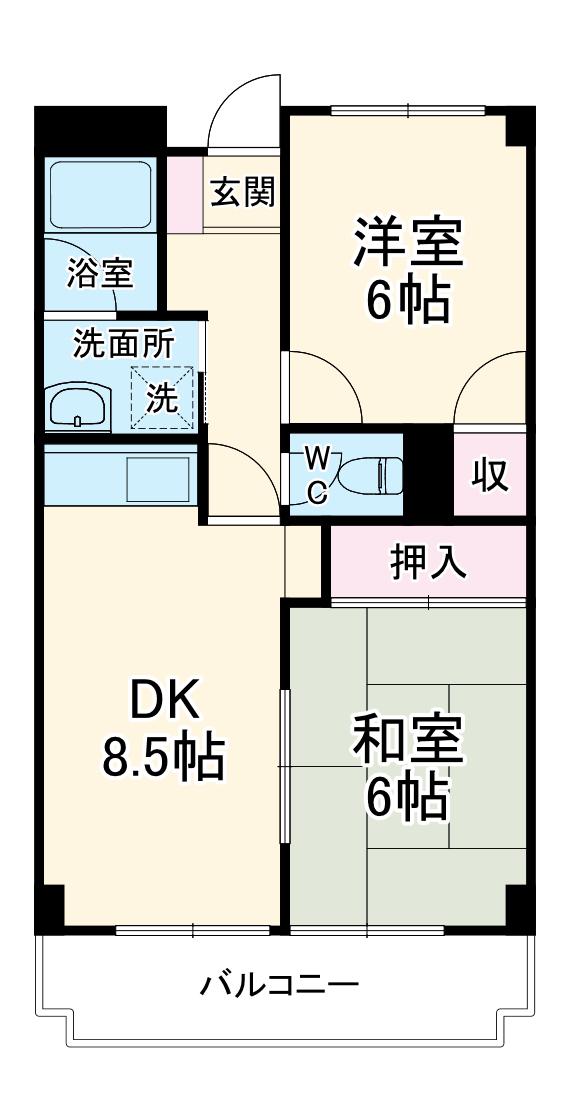 フローラル行徳(2DK/2階)の間取り写真