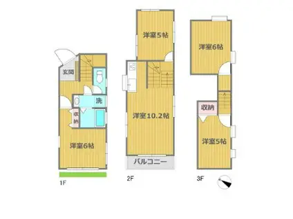 小田急電鉄小田原線 千歳船橋駅 徒歩14分 3階建 築32年(4LDK)の間取り写真