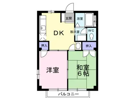 ハッピーハイツ(2DK/1階)の間取り写真