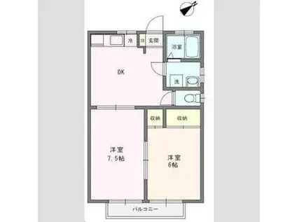 タカムラ第2コープB棟(2DK/2階)の間取り写真