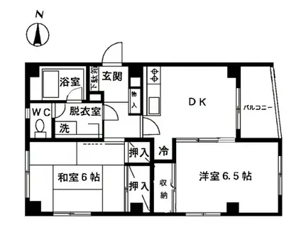 クラブハウス(2DK/3階)の間取り写真