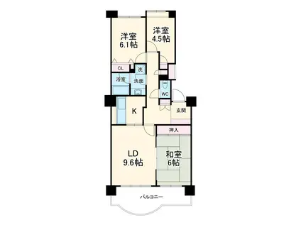 流山ニューシティ・ステージ21パークサイドコート(3LDK/8階)の間取り写真