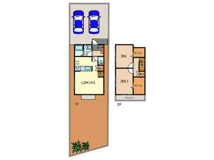 武蔵野線 西浦和駅 徒歩12分 2階建 築10年(2LDK)の間取り写真