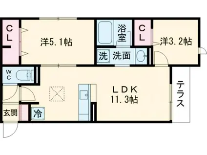 D-PRECIOUS高野台(2LDK/1階)の間取り写真