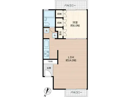 ノアハウス(1LDK/2階)の間取り写真