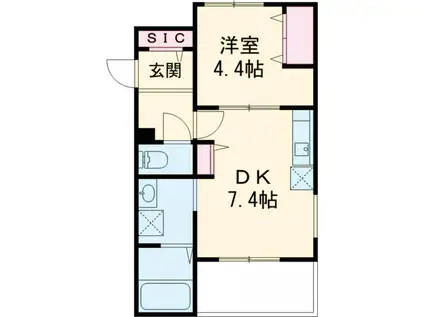 オリヴィエ世田谷桜丘(1DK/2階)の間取り写真