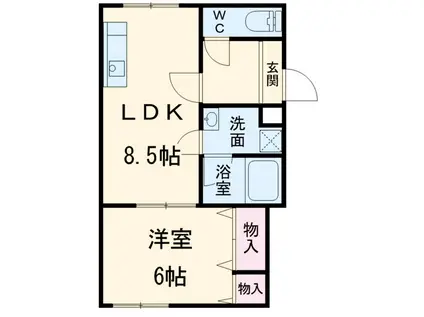 ハイツ駒止(1LDK/2階)の間取り写真