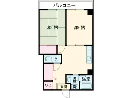 京浜ビル(2DK/3階)の間取り写真