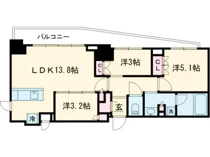 クレストコート北千住レジデンス(3LDK/10階)の間取り写真