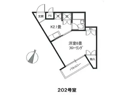 パストラルマンションMⅢ(1DK/2階)の間取り写真