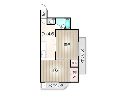 サンデンハイツ(2DK/3階)の間取り写真