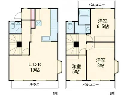 ターレット玉川学園(3LDK/1階)の間取り写真