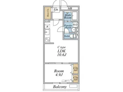 リブリ・足立区加平1(1LDK/2階)の間取り写真