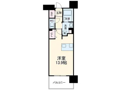 ロイヤルパークスERささしま イースト(1SLK/5階)の間取り写真