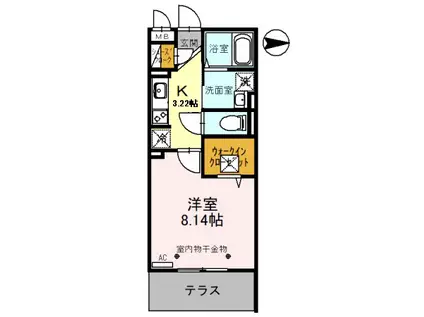 レーヴ・シェソワ(1K/1階)の間取り写真