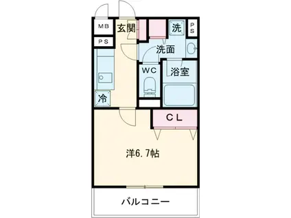 グランディール調布(1K/2階)の間取り写真