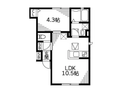 エムヒルズ(1LDK/1階)の間取り写真