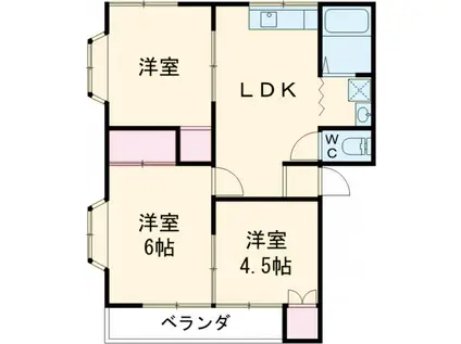 マルサンハイツ(3DK/2階)の間取り写真