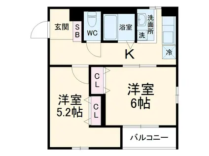 パレス・ユートピア(2K/2階)の間取り写真