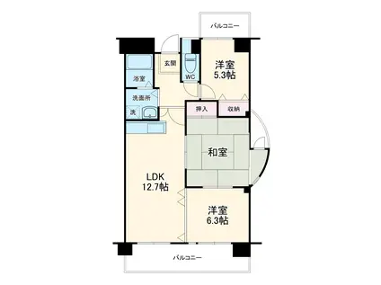 カーサグラシア(3LDK/4階)の間取り写真