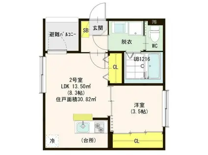 リバーガーデン中村中町(1LDK/1階)の間取り写真