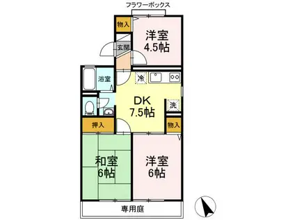 ドルフ東戸塚(3DK/1階)の間取り写真