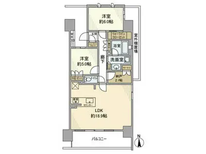 オープンレジデンシア名古屋太閤通(2LDK/2階)の間取り写真