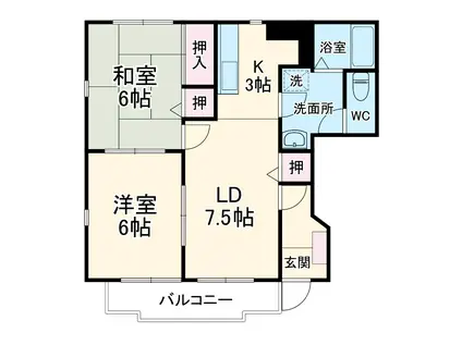 セントレージ横山(2LDK/2階)の間取り写真
