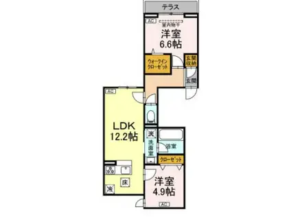 セレスティア東保木間Ⅱ(2LDK/1階)の間取り写真