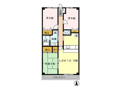 グランシャリオ(3LDK/1階)の間取り写真