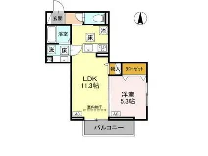 ノーブルラフィネ土呂町(1LDK/1階)の間取り写真