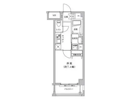 ライジングプレイス八王子みなみ野(1K/6階)の間取り写真