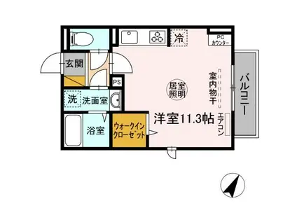 アズール アビタシオン(ワンルーム/2階)の間取り写真