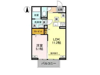 ノーブルラフィネ土呂町(1LDK/1階)の間取り写真