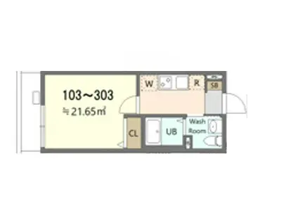 中新田B号棟(1K/2階)の間取り写真