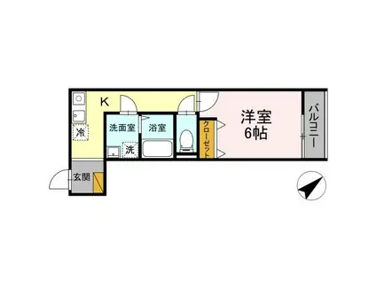 クロモクテラス弁天(1K/1階)の間取り写真