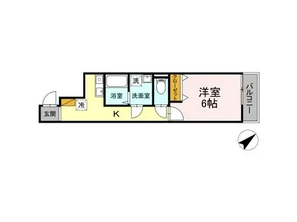 クロモクテラス弁天(1K/1階)の間取り写真