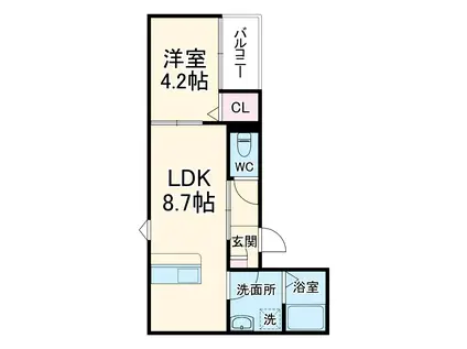 LECOCON津島 Ⅳ(1LDK/3階)の間取り写真