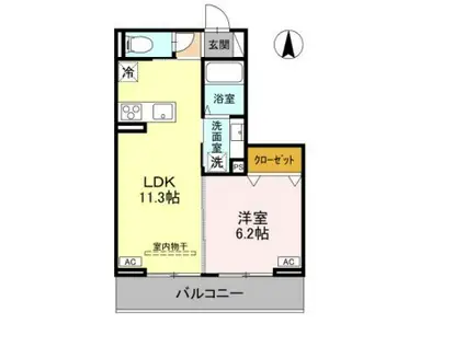 ノーブルラフィネ土呂町(1LDK/2階)の間取り写真